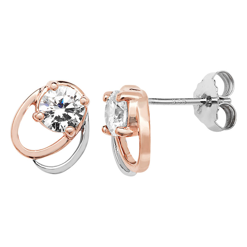 Classic Rose Gold Oval link CZ Earrings