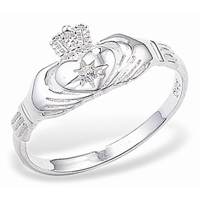 Claddagh Ring With CZ Heart