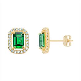 9CT CZ Emerald Cut Earrings