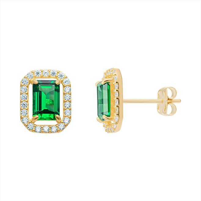 9CT CZ Emerald Cut Earrings