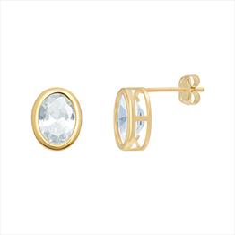 9CT CZ Oval Earrings