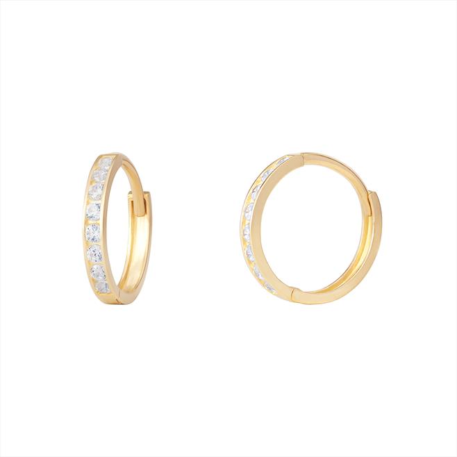 9CT CZ Hinged Hoop Earrings