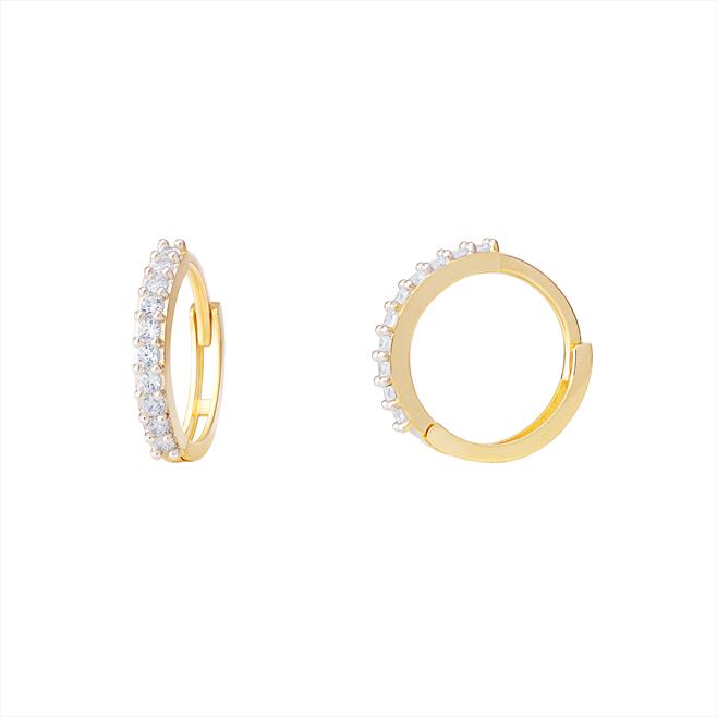 9CT CZ Hinged Hoop Earrings