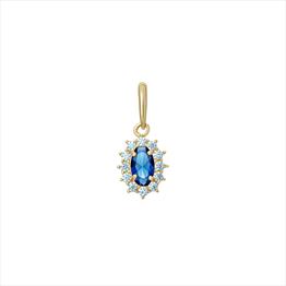 9CT CZ Sapphire Oval Pendant