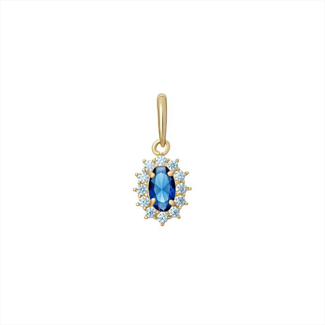 9CT CZ Sapphire Oval Pendant