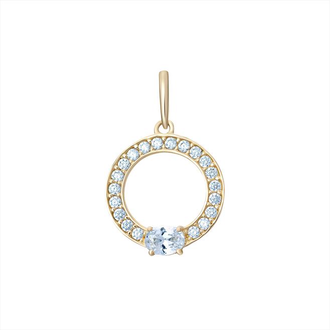 9CT CZ Oval Drop Pendant