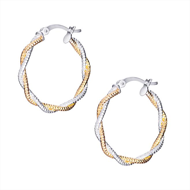 Twist Two Tone Hoop Earrings