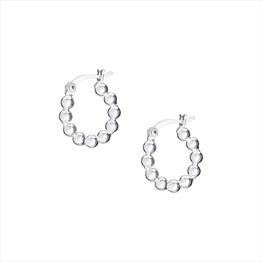 Silver Polished Bead Hoop Earrings