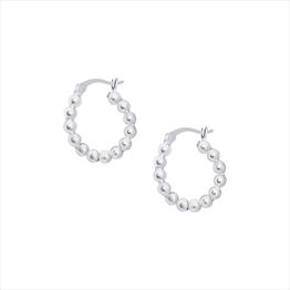 S/S Polished Beaded Hoop Earrings