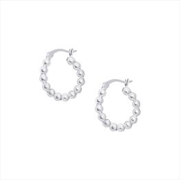 S/S Polished Beaded Hoop Earrings