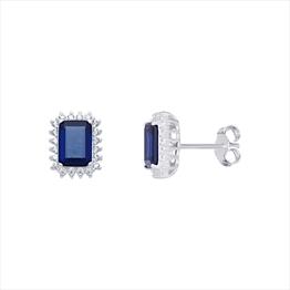 CZ Sapphire Oblong Earrings