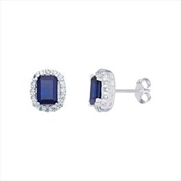 CZ Sapphie Oblong Earrings