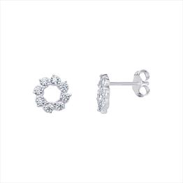 CZ Flower Stud Earrings