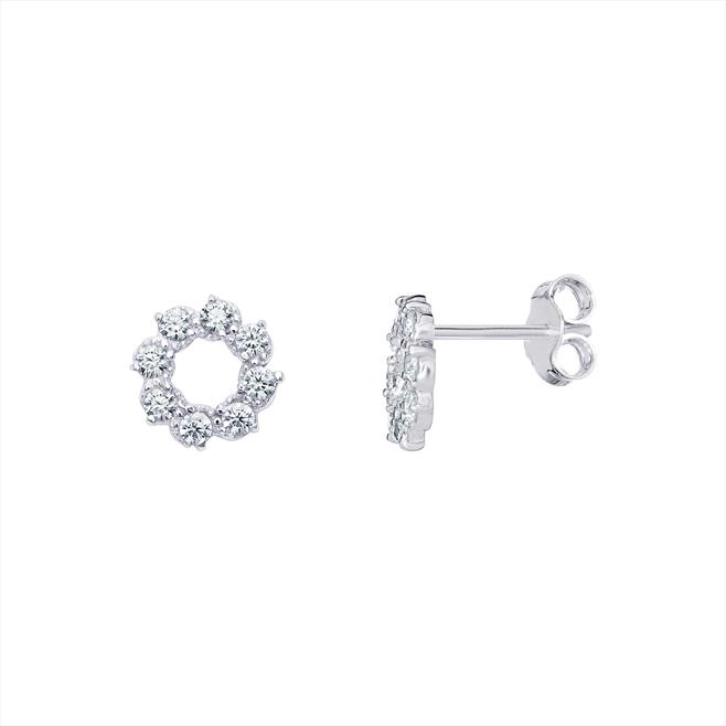 CZ Flower Stud Earrings
