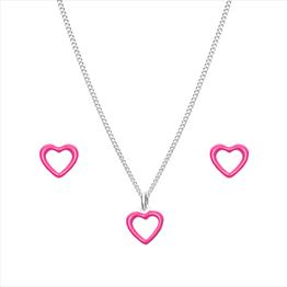 Girls Heart Earrings and Necklace Set