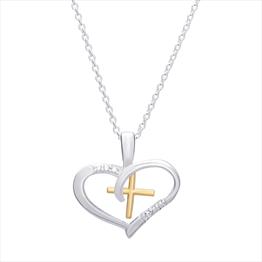 CZ Heart Cross Necklace