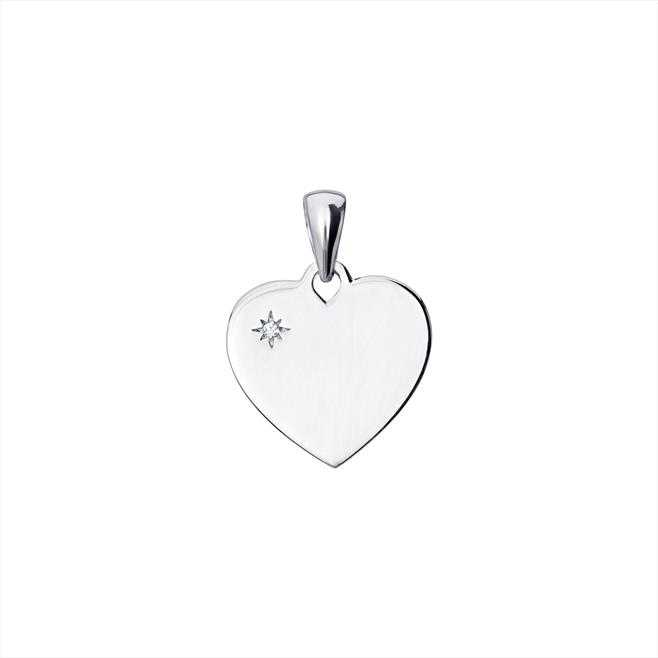 CZ Heart Disc Pendant