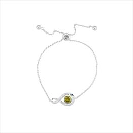 Sterling Silver Peridot CZ Adjustable Bracelet