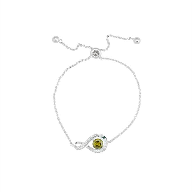 Sterling Silver Peridot CZ Adjustable Bracelet