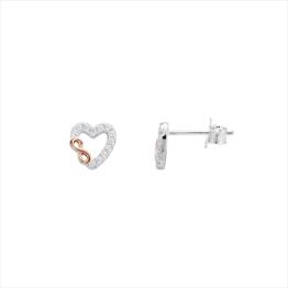 Two Tone CZ Heart Afinnity Earrings