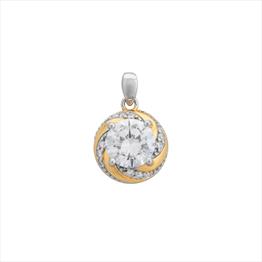 Two Tone CZ Twirl Pendant