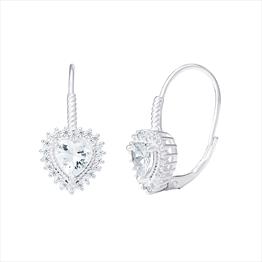 CZ Heart Clip  Earrings