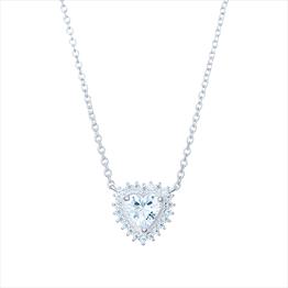 Silver Cubic Zirconia Heart Necklace