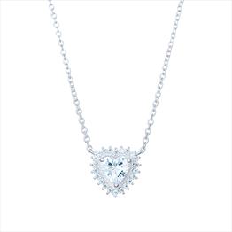 Silver Cubic Zirconia Heart Necklace