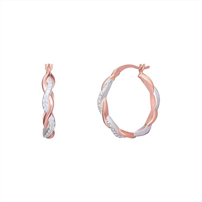 Rose G/PL Classic CZ Hoop Earrings