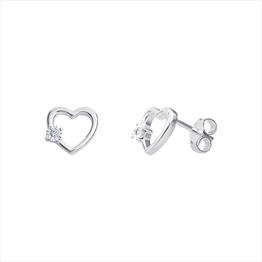 S/S CZ Heart Stud Earrings