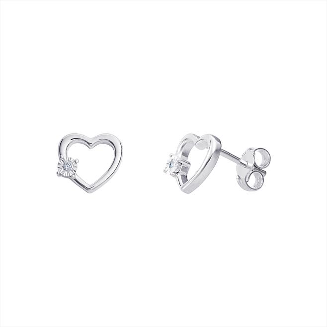 S/S CZ Heart Stud Earrings