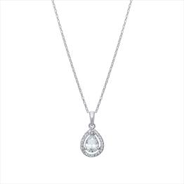 CZ Tear Drop Pendant Necklace