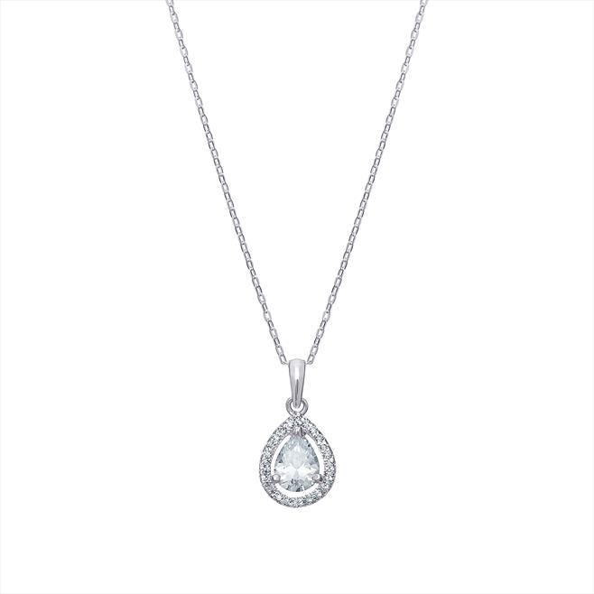 CZ Tear Drop Pendant Necklace