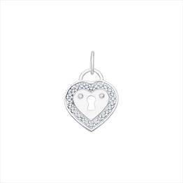 CZ Heart Padlock Pendant