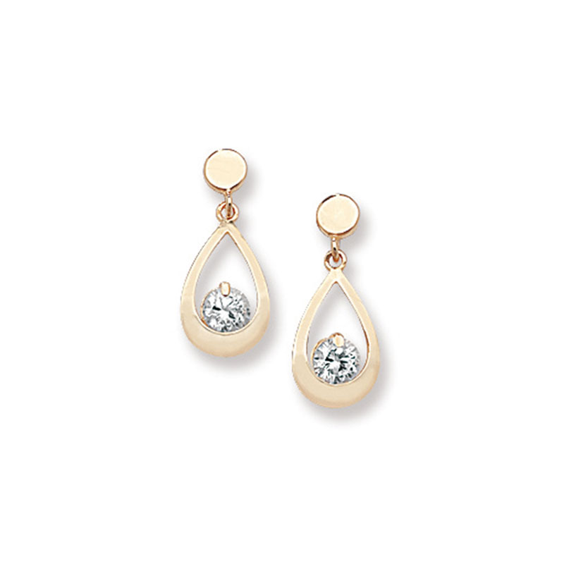 Gold Loop CZ Earrings