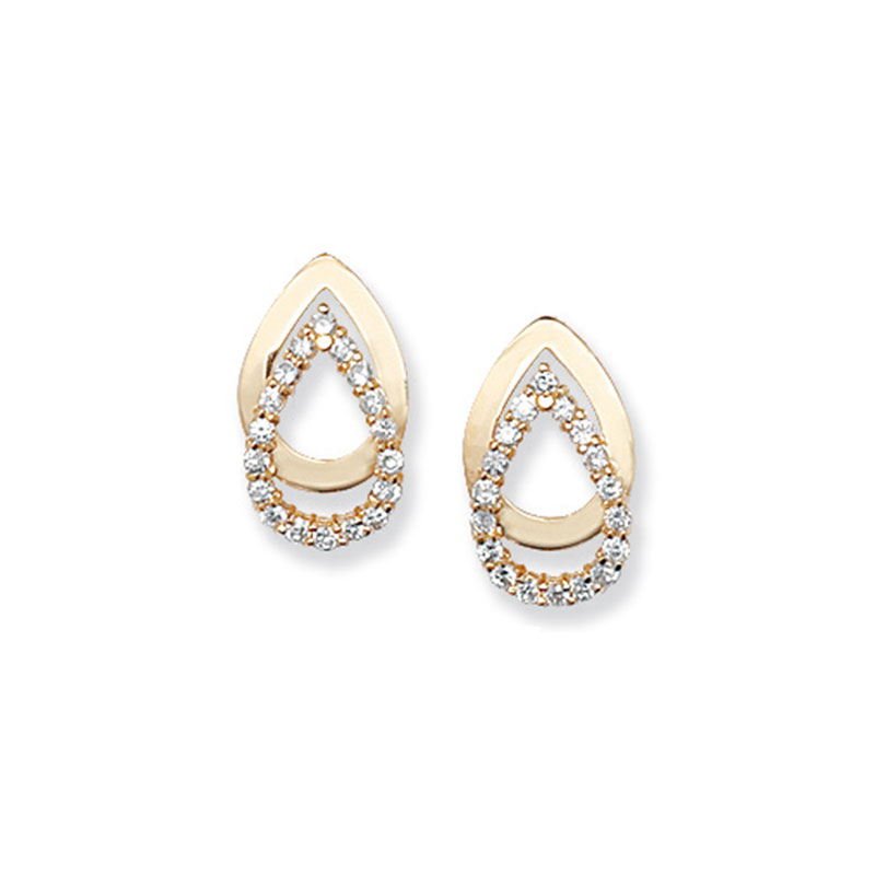 9ct Pear Shaped CZ Earring