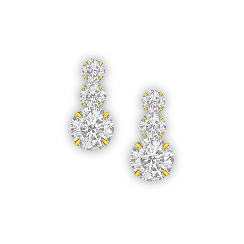 3 Tier Drop CZ Earrings