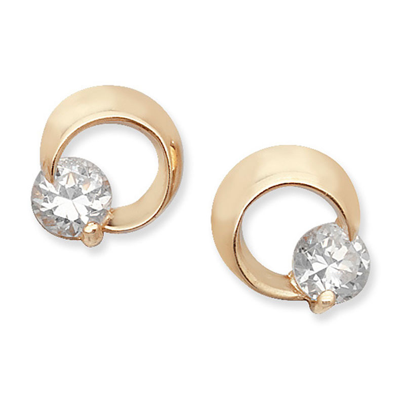 Circle Stud CZ Earring