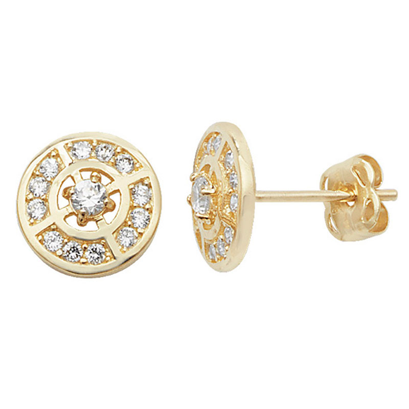 9ct Gold CZ Circle Studs