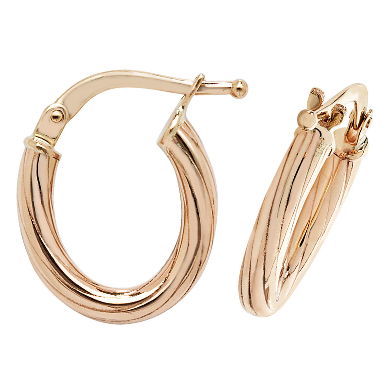 9ct Twisted Detail Hoops 0.93