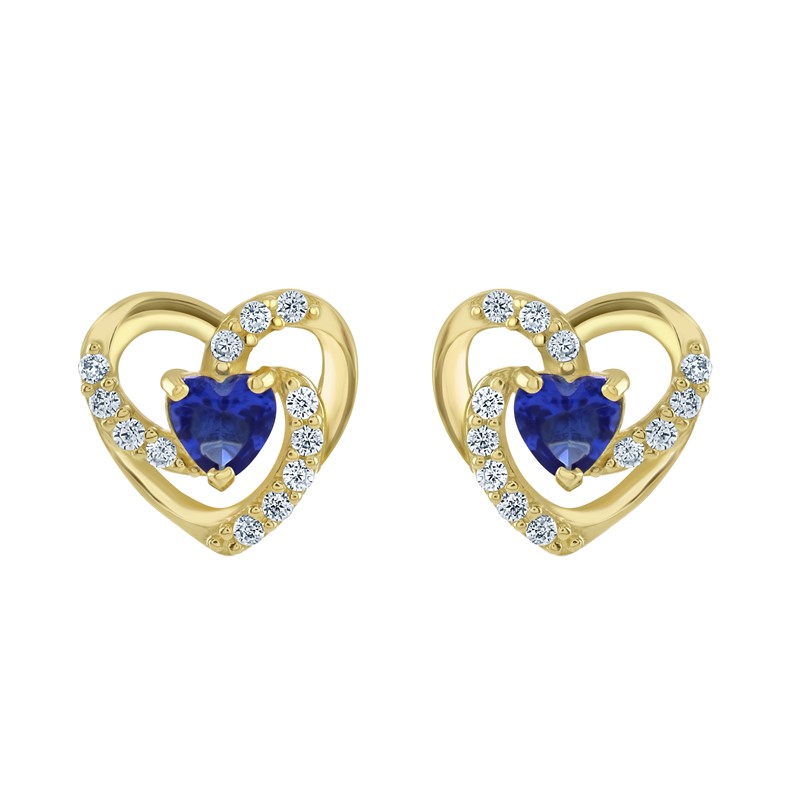9ct Gold Sapphire Heart Studs