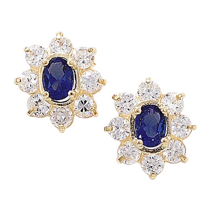 9ct Sapphire Flower Studs