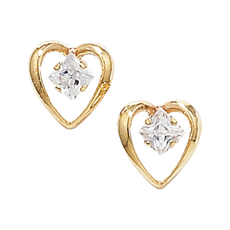 9ct Heart Earring with CZ middle