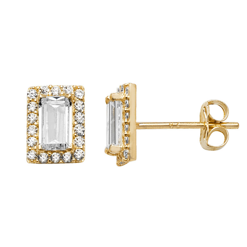 9ct Rectangle CZ Studs