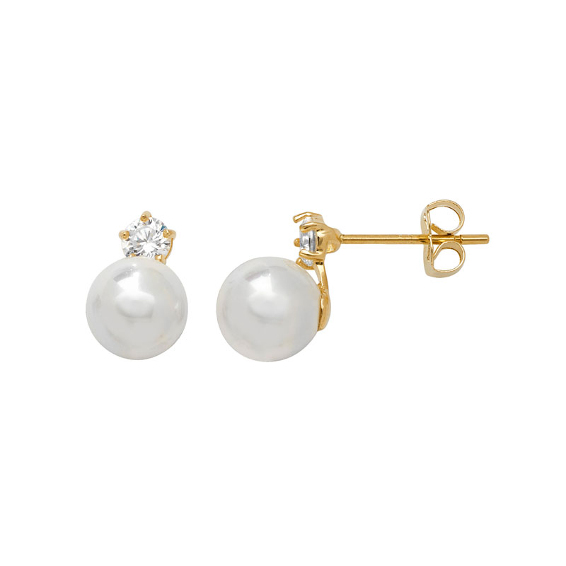 9ct CZ Pearl Earring