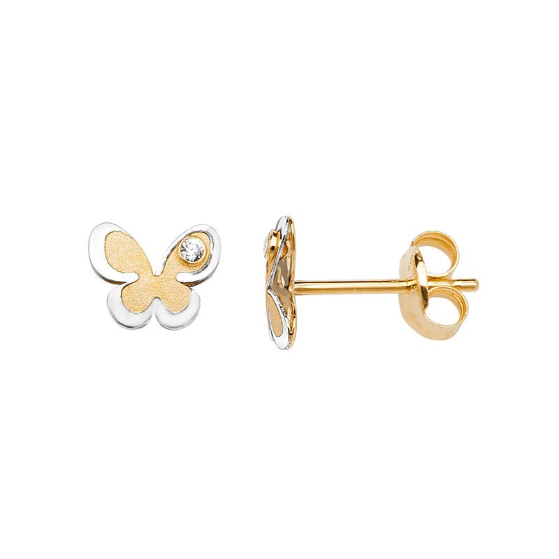9ct Two Tone Butterfly Earrings