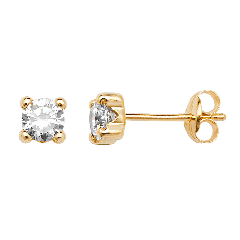 9ct 4mm Gold CZ Studs