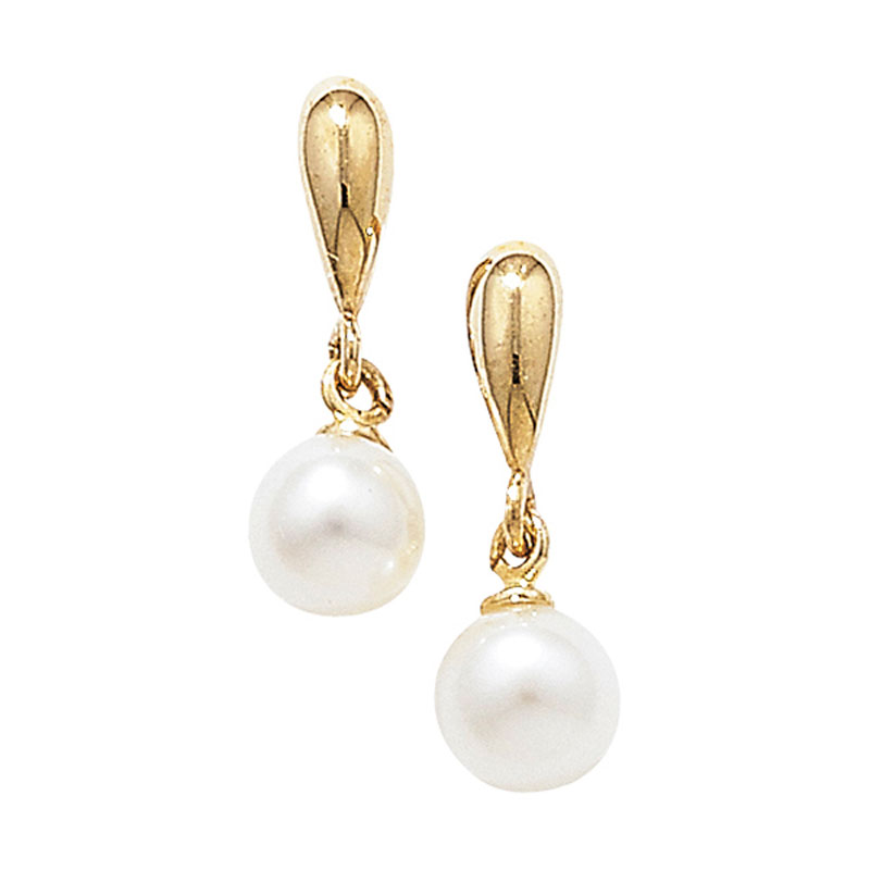 9ct 4mm Fresh Water Pearl Drop Earrings