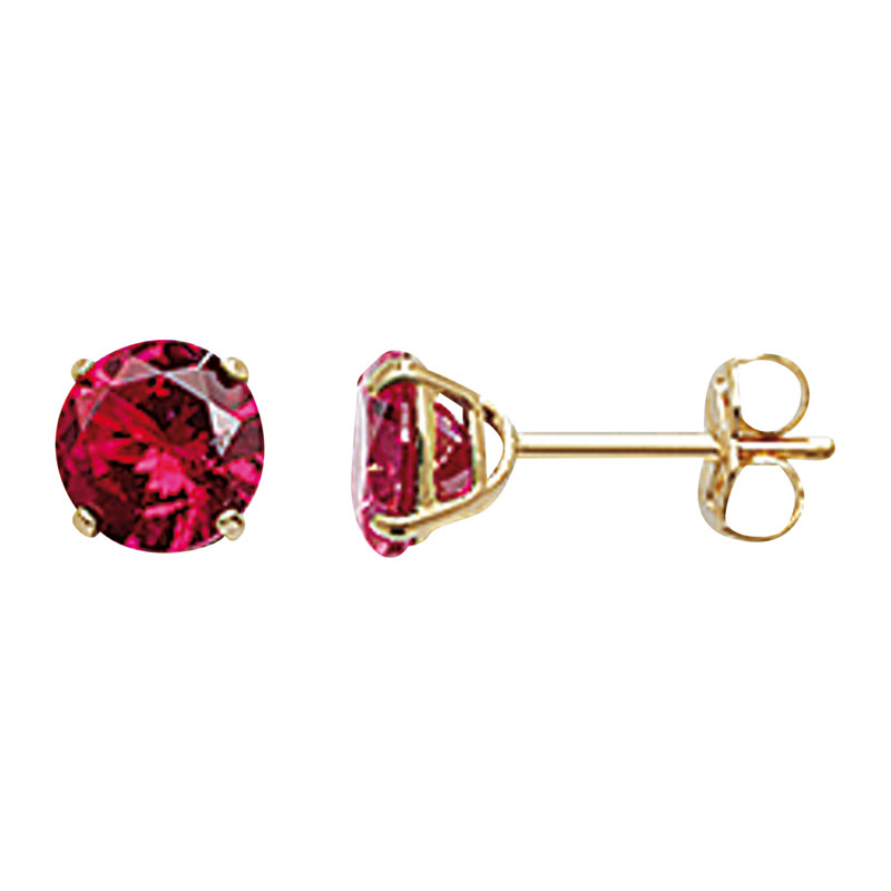 Gold July Birthstone Stud Earrings