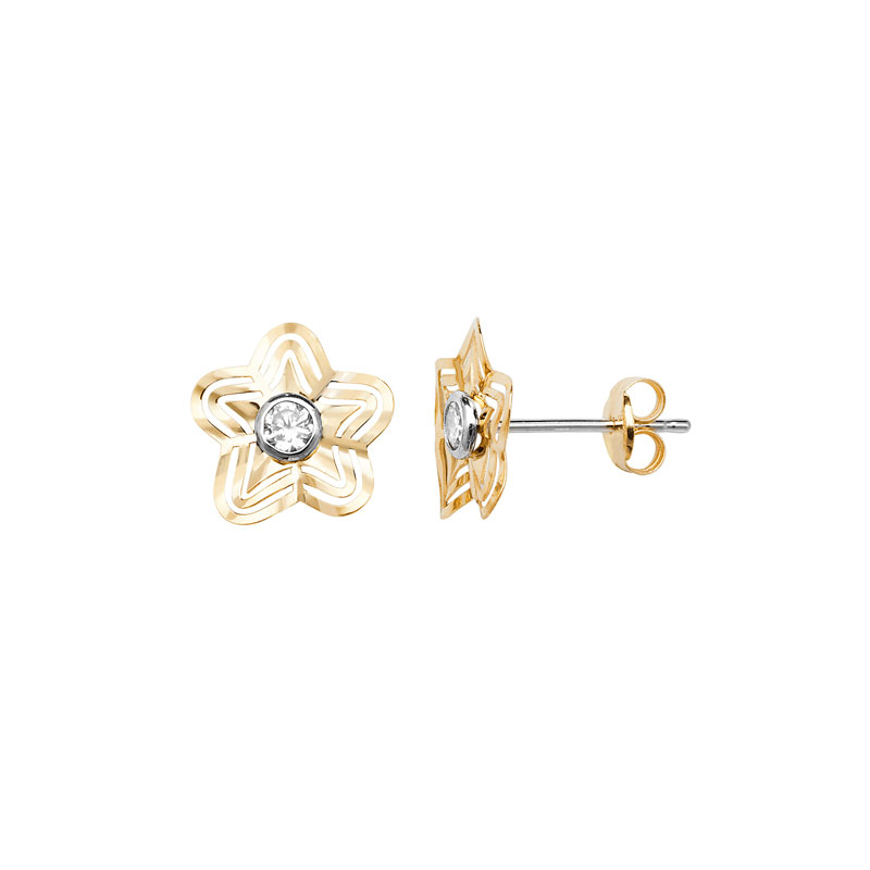 9ct Flower Studs with CZ Middle